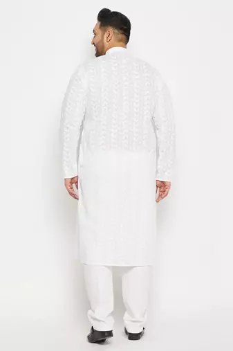Men's white pure cotton kurta pyjama set