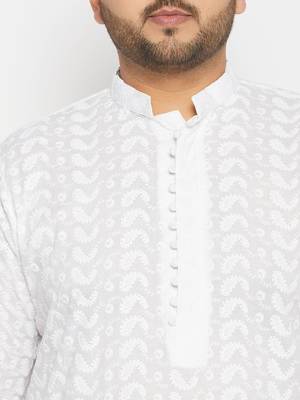 Men's white pure cotton kurta pyjama set 4