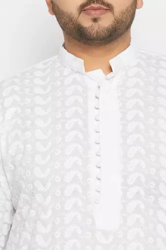 Men's white pure cotton kurta pyjama set