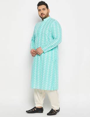 Blue and cream pure cotton kurta patiala set 2