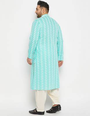 Blue and cream pure cotton kurta patiala set 3