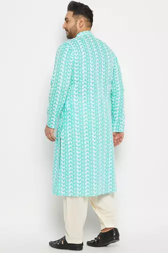 Blue and cream pure cotton kurta patiala set