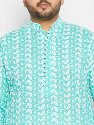 Blue and cream pure cotton kurta patiala set 4