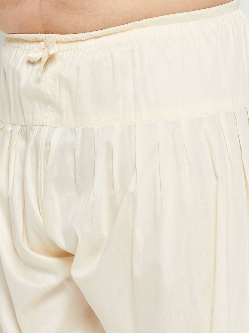 Men's pink and cream pure cotton kurta patiala set