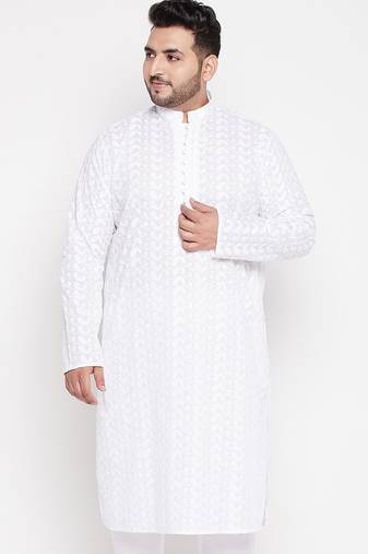 Men's white pure cotton kurta