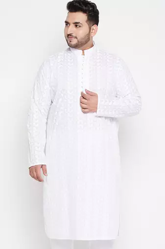 Men's white pure cotton kurta