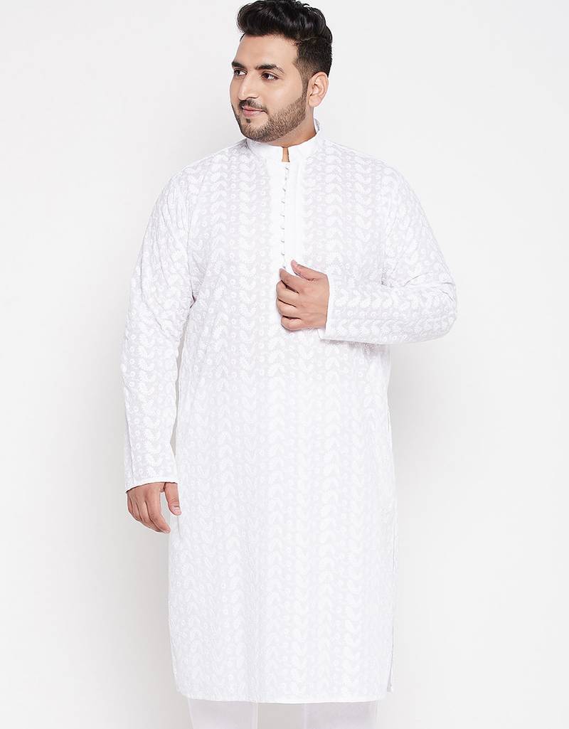 Men's white pure cotton kurta