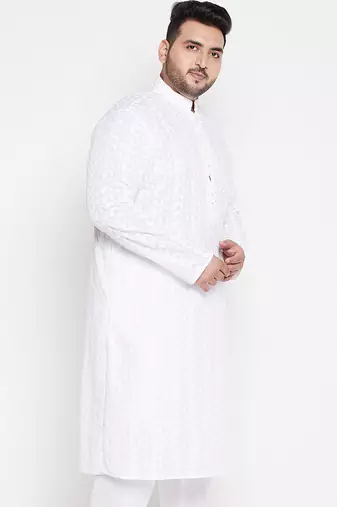 Men's white pure cotton kurta