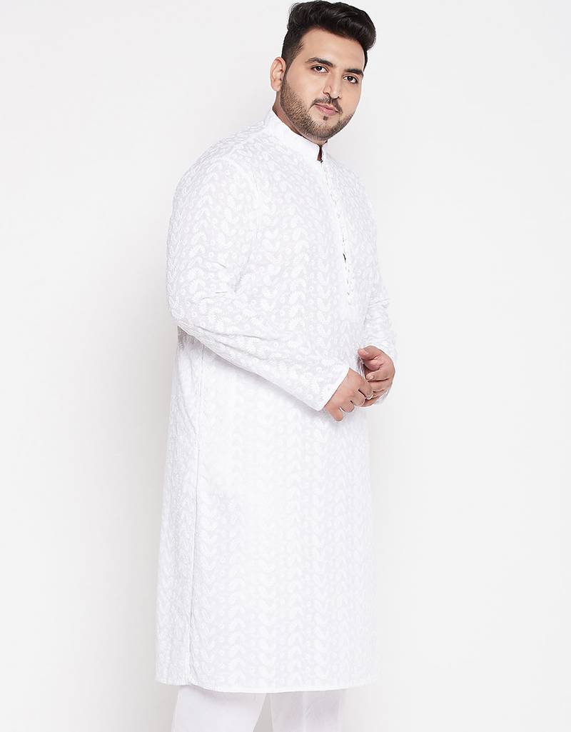 Men's white pure cotton kurta