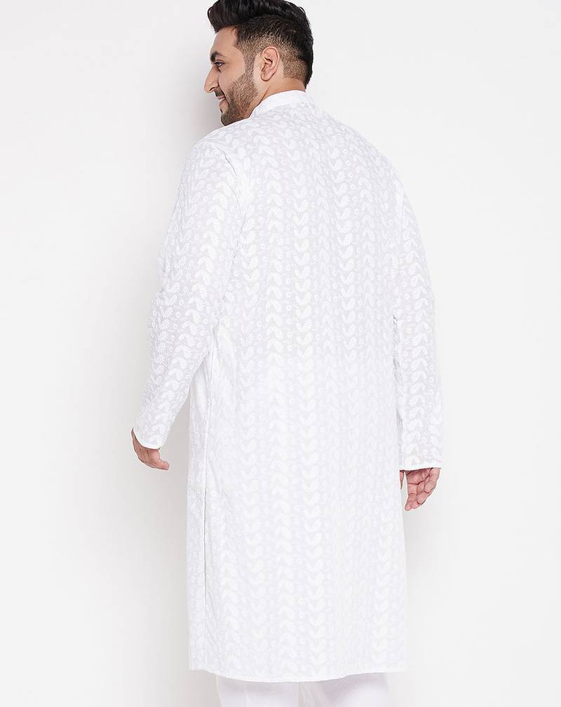 Men's white pure cotton kurta