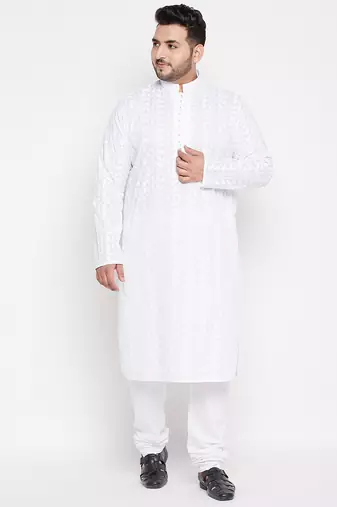 Men's white pure cotton kurta