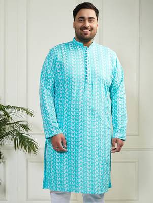 Men's Blue pure cotton kurta 1