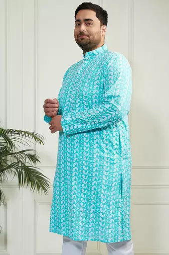 Men's Blue pure cotton kurta