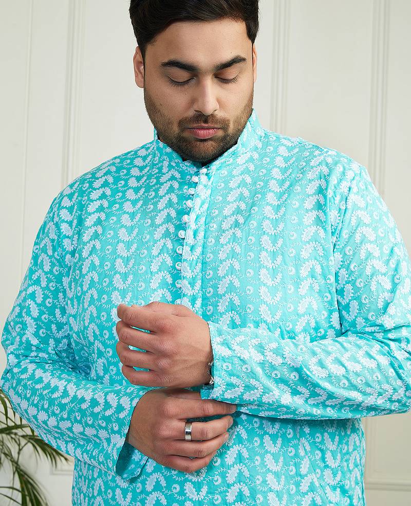 Men's Blue pure cotton kurta