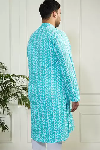 Men's Blue pure cotton kurta