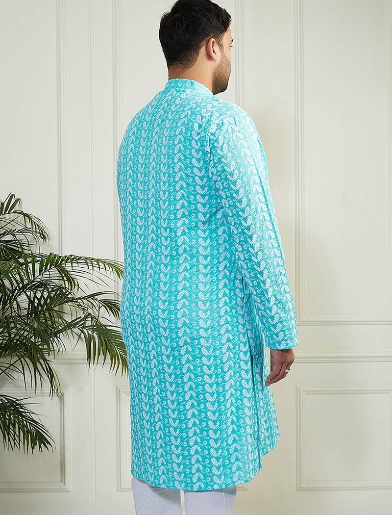Men's Blue pure cotton kurta