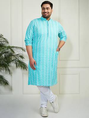 Men's Blue pure cotton kurta 5