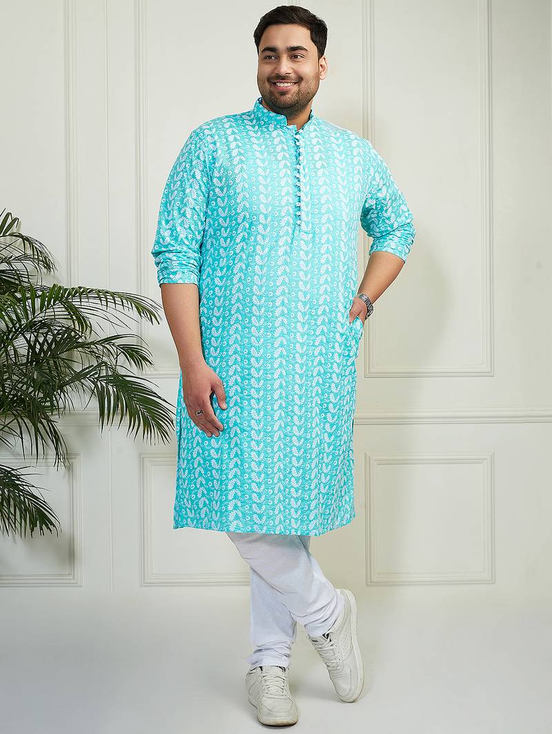 Men's Blue pure cotton kurta