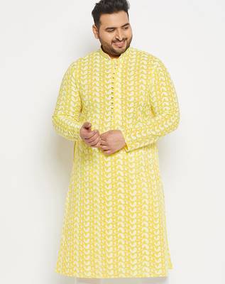 Men's mustard pure cotton kurta 1