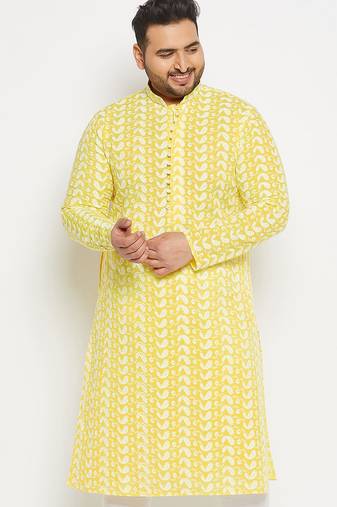 Men's mustard pure cotton kurta