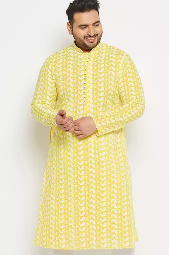 Men's mustard pure cotton kurta