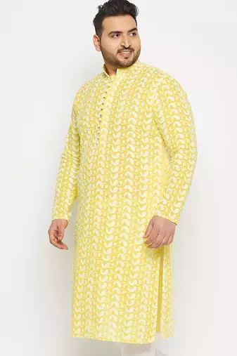 Men's mustard pure cotton kurta
