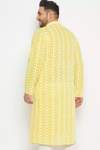 Men's mustard pure cotton kurta