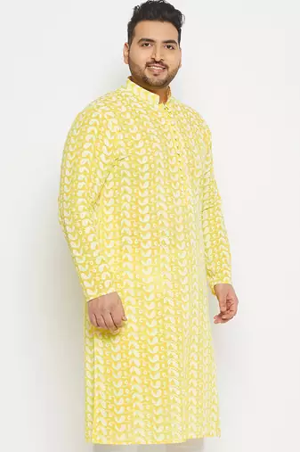Men's mustard pure cotton kurta