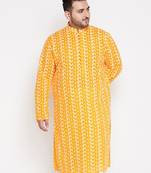 Men's orange pure cotton kurta