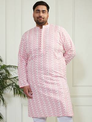 Men's pink pure cotton kurta 1