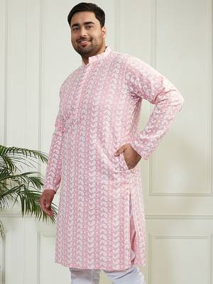 Men's pink pure cotton kurta 2