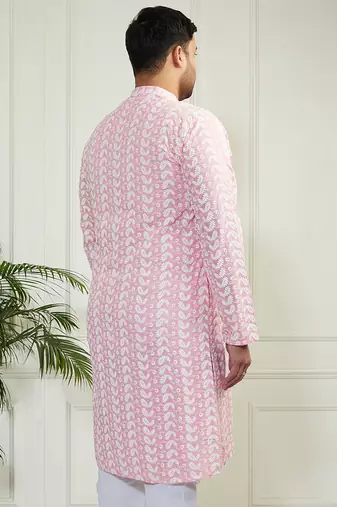 Men's pink pure cotton kurta