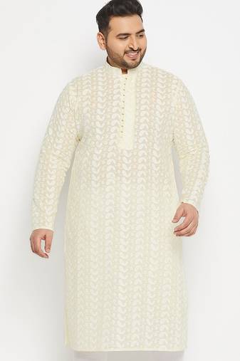 Men's yellow pure cotton kurta