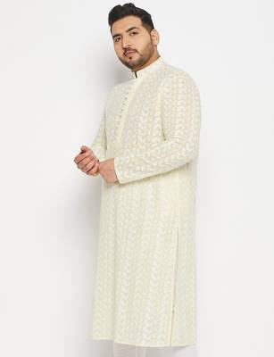 Men's yellow pure cotton kurta 2