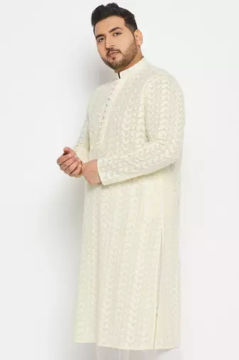 Men's yellow pure cotton kurta
