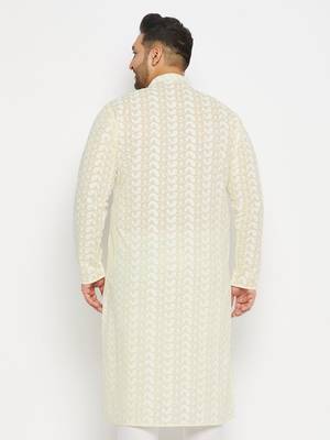 Men's yellow pure cotton kurta 3