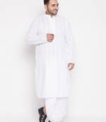 Men's white pure cotton kurta and dhoti set