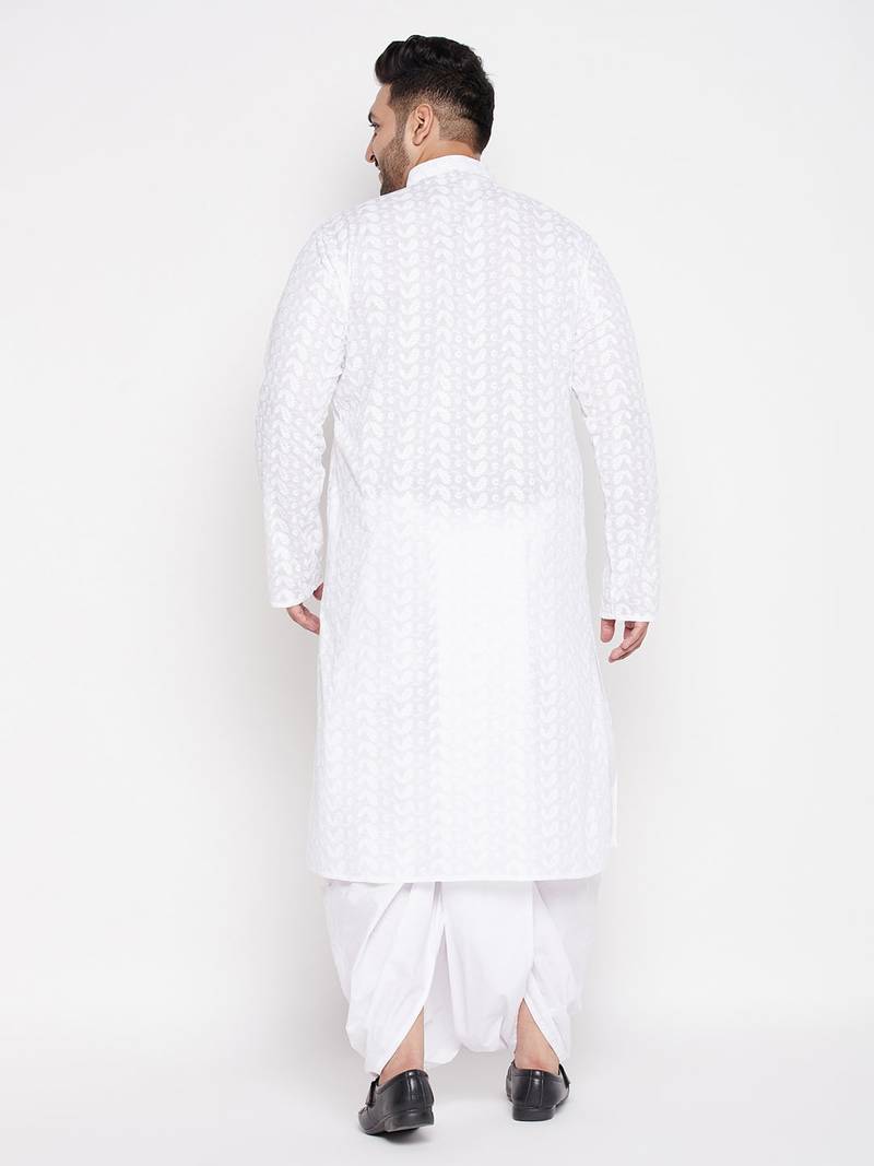 Men's white pure cotton kurta and dhoti set