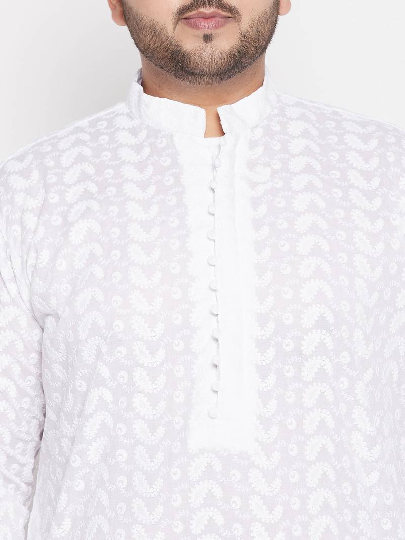 Men's white pure cotton kurta and dhoti set