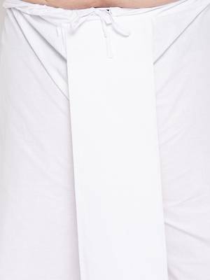 Men's white pure cotton kurta and dhoti set 5
