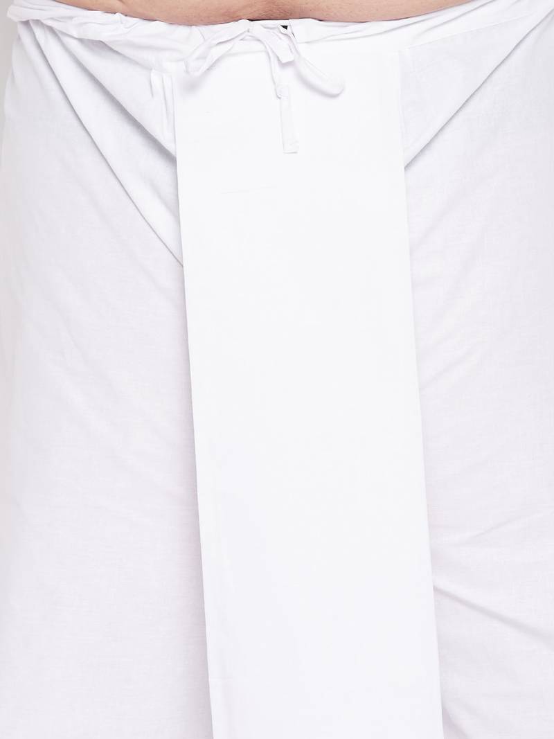 Men's white pure cotton kurta and dhoti set