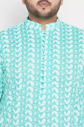 Blue and white pure cotton kurta and dhoti set