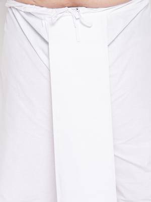 Blue and white pure cotton kurta and dhoti set 5
