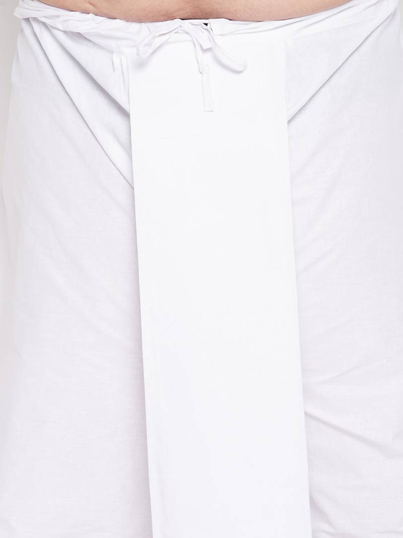 Blue and white pure cotton kurta and dhoti set