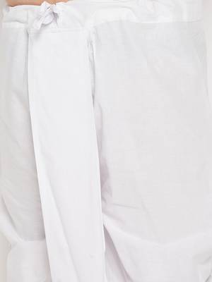 Men's mustard and white pure cotton kurta and dhoti set 5