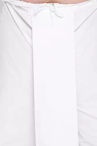 Men's orange and white pure cotton kurta and dhoti set