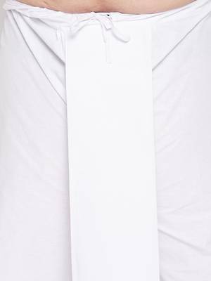 Men's pink and white pure cotton kurta and dhoti set 5