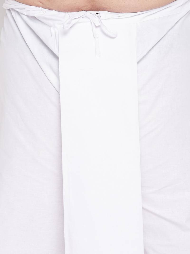 Men's pink and white pure cotton kurta and dhoti set