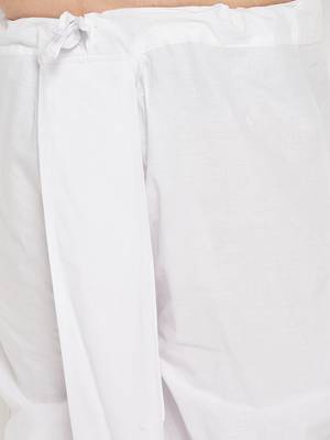 Men's yellow and white pure cotton kurta and dhoti set 5
