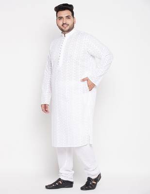 Men's white pure cotton kurta pyjama set 2